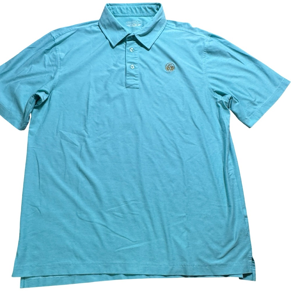 Straight Down Golf Polo Men's L Blue Stretch Performance Sage Valley Logo